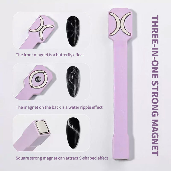 3-in-1 strong magnet specifications - front butterfly effect, back water ripple effect, square S-shaped magnet