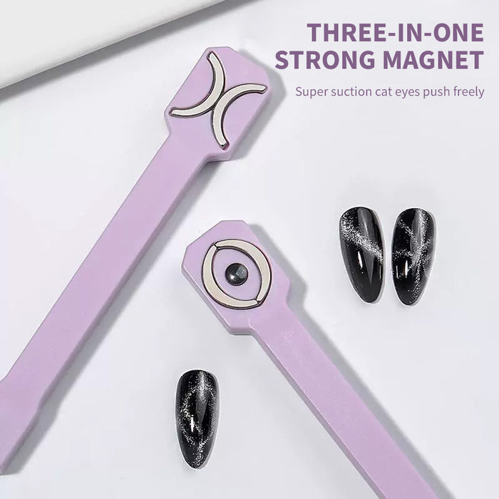3-in-1 strong magnet with butterfly and water ripple magnetic heads - super suction cat eyes push freely