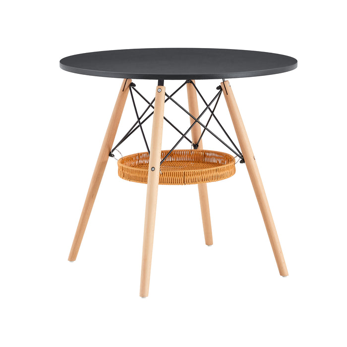 31.5-Inch Round Salon Side Table with Storage Basket