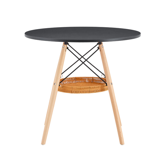 31.5-Inch Round Salon Side Table with Storage Basket