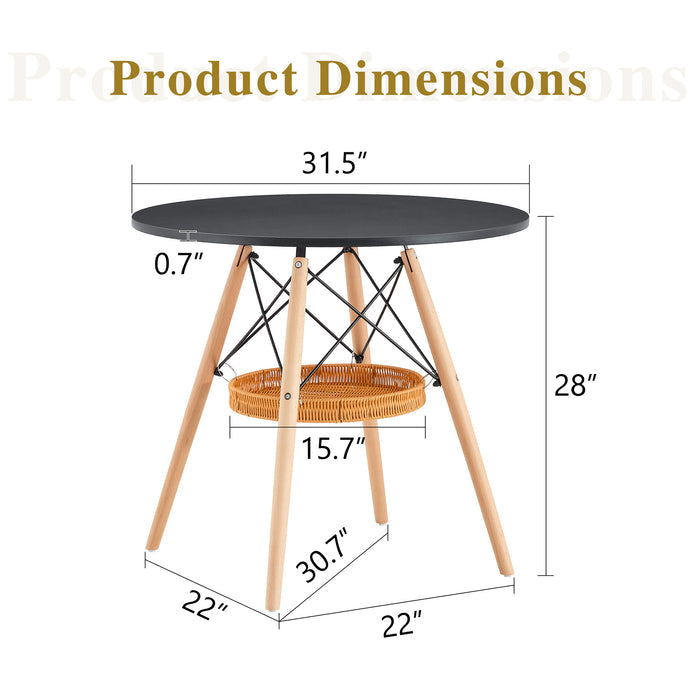 31.5-Inch Round Salon Side Table with Storage Basket