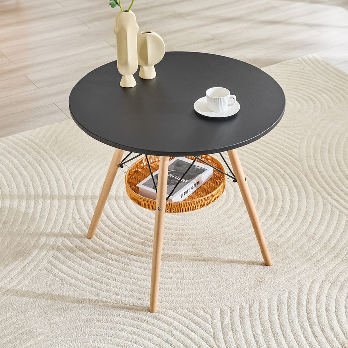 31.5-Inch Round Salon Side Table with Storage Basket