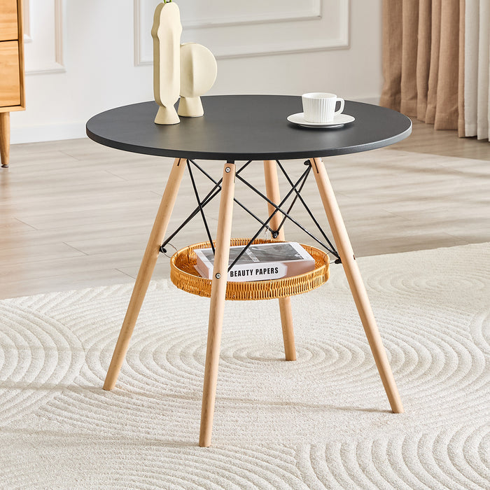 31.5-Inch Round Salon Side Table with Storage Basket