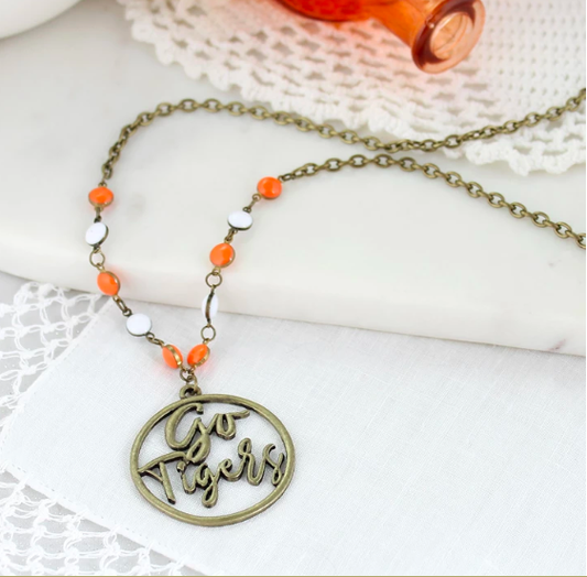 34” Clemson Vintage Style Cutout Slogan Necklace
