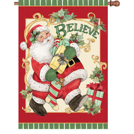 13 in. Elite Oversized House Flag - Retro Santa