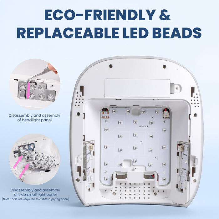 Eco-friendly replaceable LED beads disassembly assembly headlight panel side small light panel tools required installation