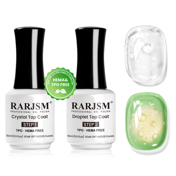 3D Droplet Top Coat Set - Crystal & Raindrop Effect Gel Top Coat 15ml 2PCS - TPO & HEMA Free