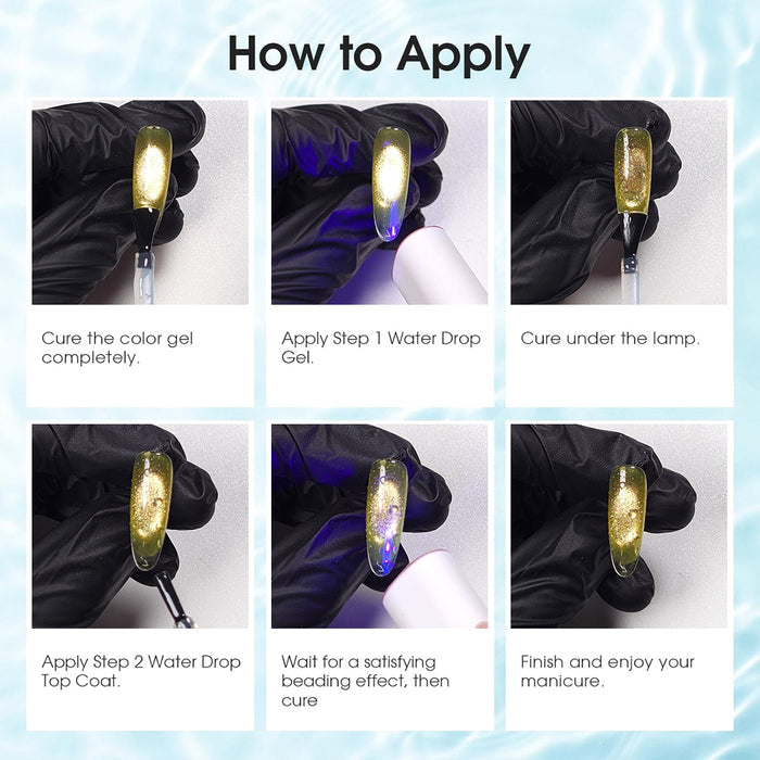 3D Droplet Top Coat Set - Crystal & Raindrop Effect Gel Top Coat 15ml 2PCS - TPO & HEMA Free