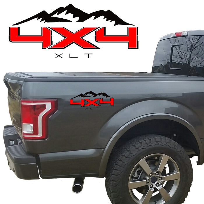 4X4 XLT MOUNTAIN BEDSIDE VINYL DECAL: FORD TRUCKS 2008-2017 F250 F350 SUPER DUTY