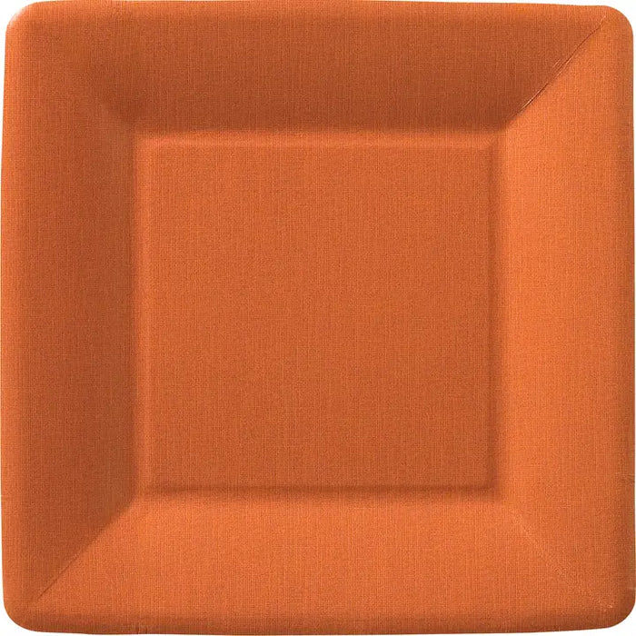 7" Square Paper Plates - Orange