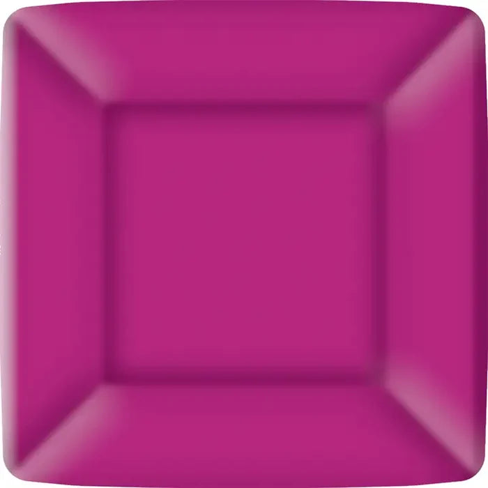 7" Square Paper Plates - Raspberry