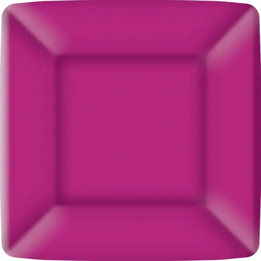 7" Square Paper Plates - Raspberry