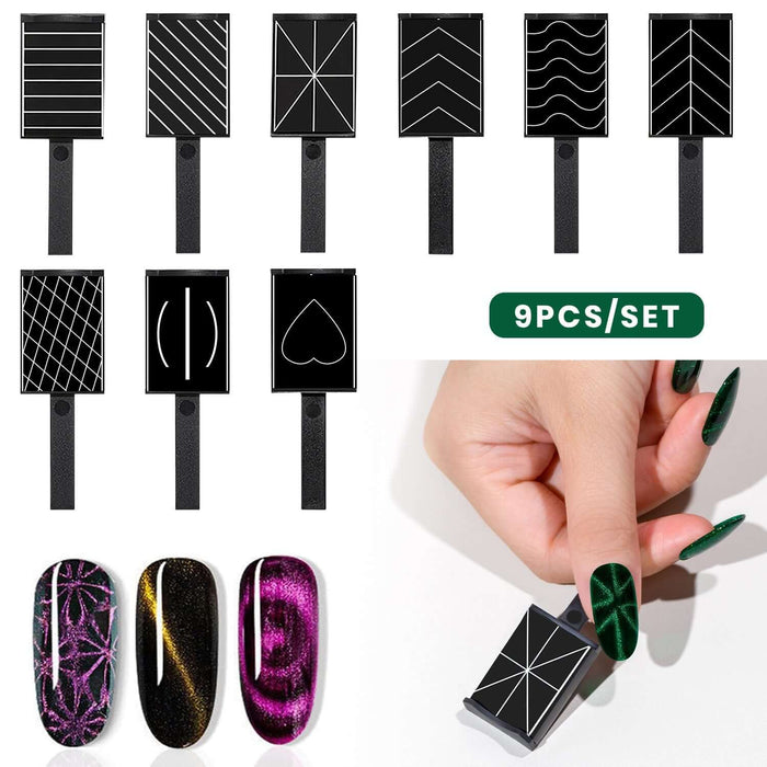 9 Pieces Cat Eye Nail Magnet Tool Set Multifunctional Design Kit