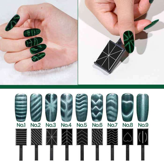 Cat Eye Magnet Set Flower Pattern Strip Pattern Multiple Effects