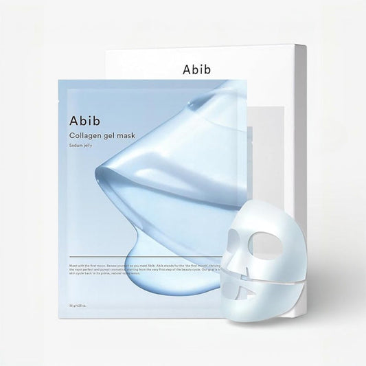 Abib Collagen Gel Mask Sedum Jelly 4 Sheets - Hydrating packaging with gel mask and facial mask design.