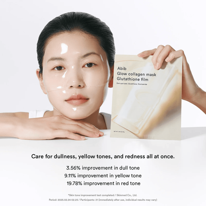 Abib Glow Collagen Mask Glutathione Film (1 Sheet) قناع الكولاجين المتوهج من أبيب مع طبقة الجلوتاثيون - Princess Cosmetics Qatar