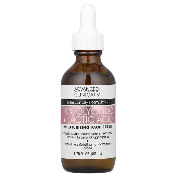 ADVANCED CLINICALS 10% Glycolic + Lactic Acid Serum سيروم الكلايكولك واللاكتك اسد من ادفانسد كلينيكالز