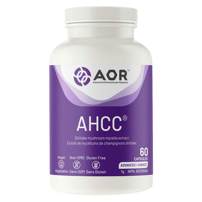 Bottle of AOR AHCC® 1g 60 Capsules