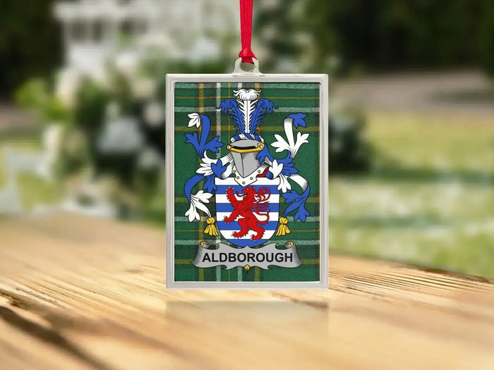 Aldborough Irish family crest Christmas ornament — keepsake for the tree