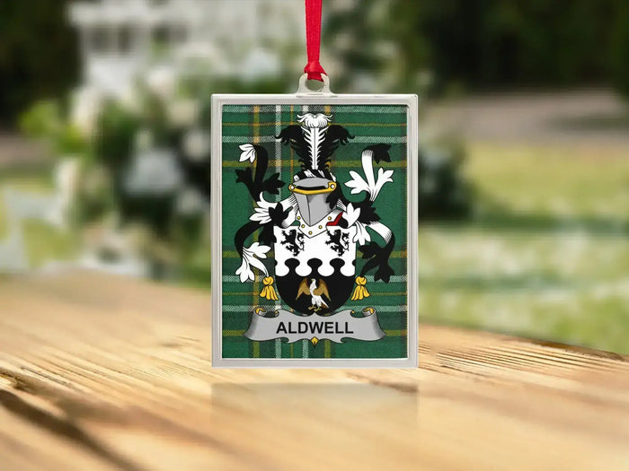 Aldwell Irish family crest Christmas ornament — keepsake for the tree