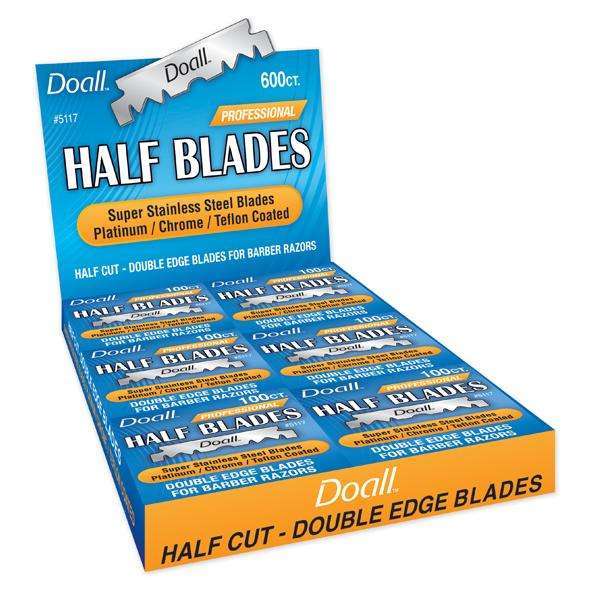 Almine Half Cut Double Edge Blade Display, 6 Count, Silver