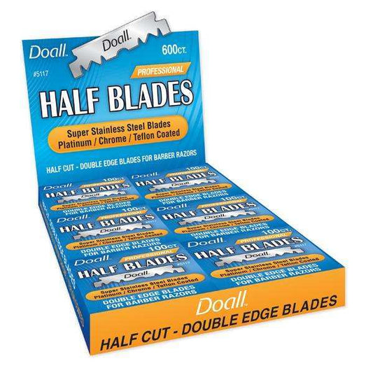 Almine Half Cut Double Edge Blade Display, 6 Count, Silver