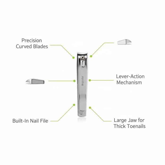 Almine Toenail Clipper with File Large, 1 Count, Silver