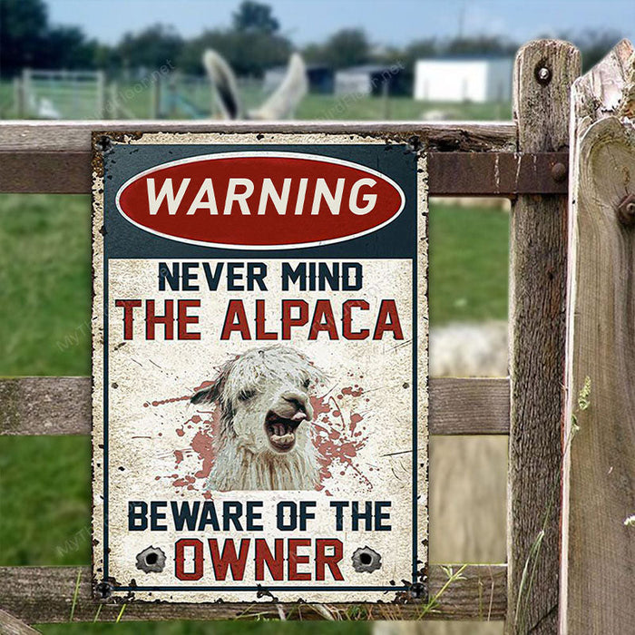 Alpaca Lovers Gift Beware Of The Owner Metal Sign-CUSTOMOMO
