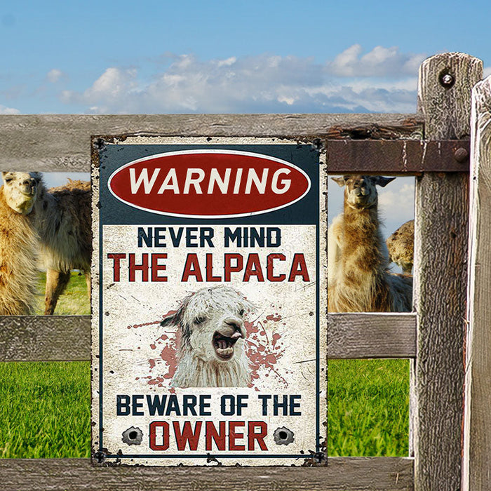 Alpaca Lovers Gift Beware Of The Owner Metal Sign-CUSTOMOMO