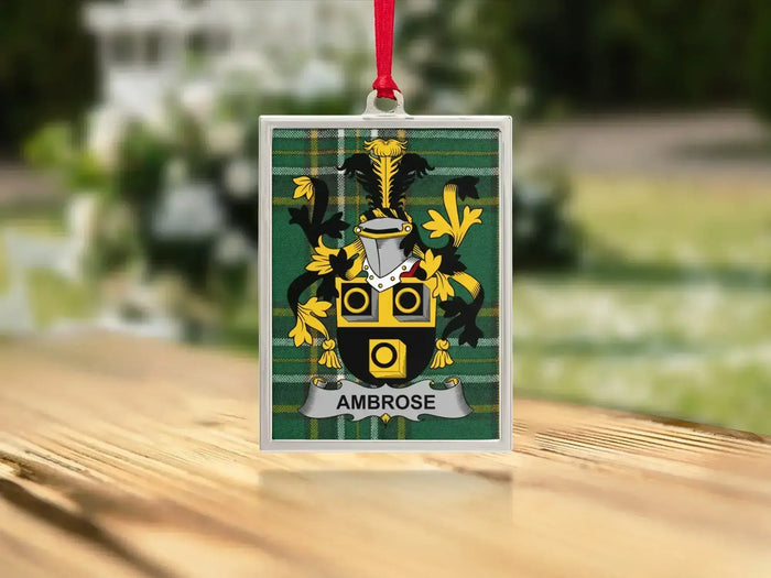 Ambrose Irish family crest Christmas ornament — keepsake for the tree