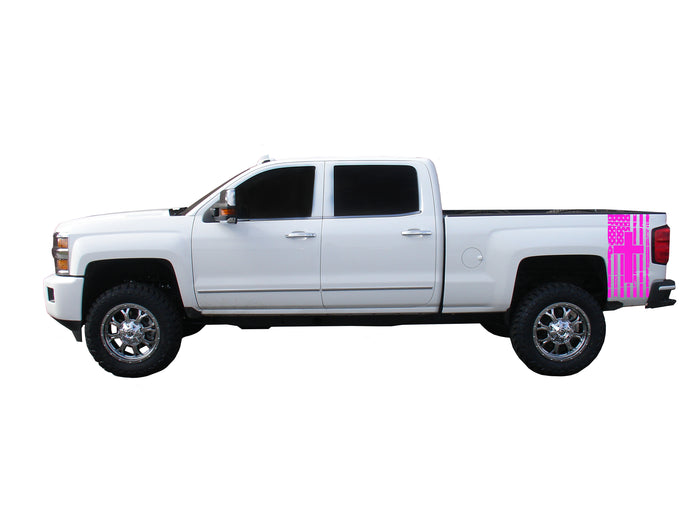 American Flag/Cross Bedside Decals Vinyl Sticker: fits 2014-2018 Toyota Tundra