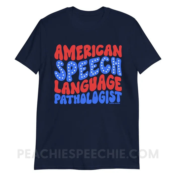 American Speech-Language Pathologist Classic Tee - Navy / S - T-Shirt peachiespeechie.com
