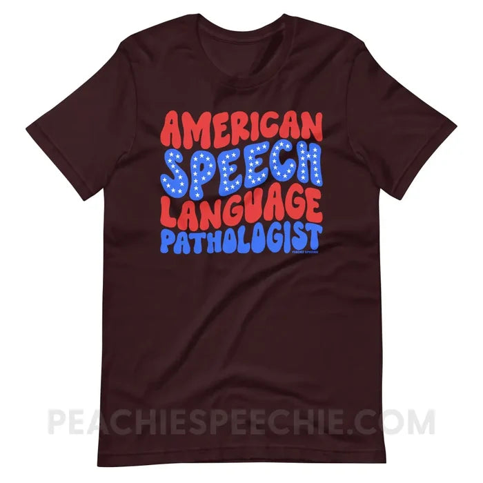 American Speech-Language Pathologist Premium Soft Tee - Oxblood Black / S - peachiespeechie.com