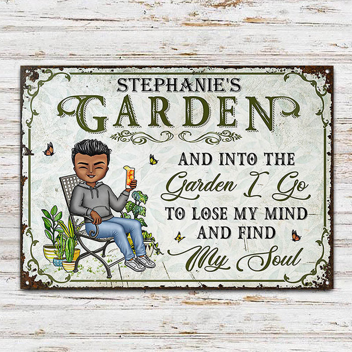 And Into The Garden I Go Gardening Gender - Garden Sign - Personalized Custom Classic Metal Signs-CUSTOMOMO