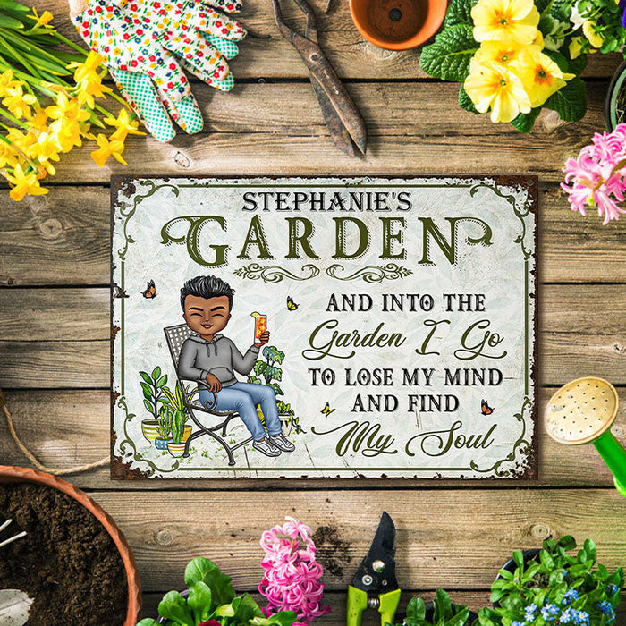 And Into The Garden I Go Gardening Gender - Garden Sign - Personalized Custom Classic Metal Signs-CUSTOMOMO