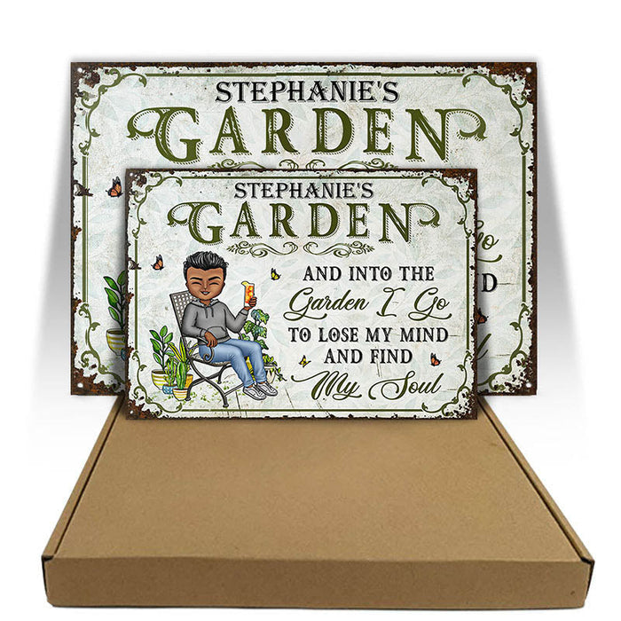 And Into The Garden I Go Gardening Gender - Garden Sign - Personalized Custom Classic Metal Signs-CUSTOMOMO