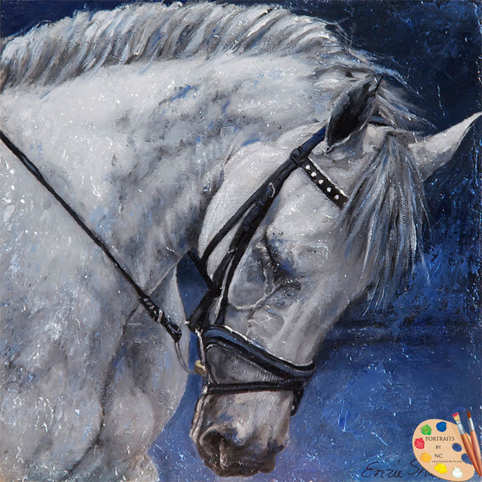 Horse Custom pet portrait, hand-painted and digital artwork by Enzie Shahmiri Humble Beauty
