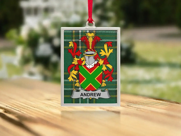 Andrew Irish family crest Christmas ornament — keepsake for the tree