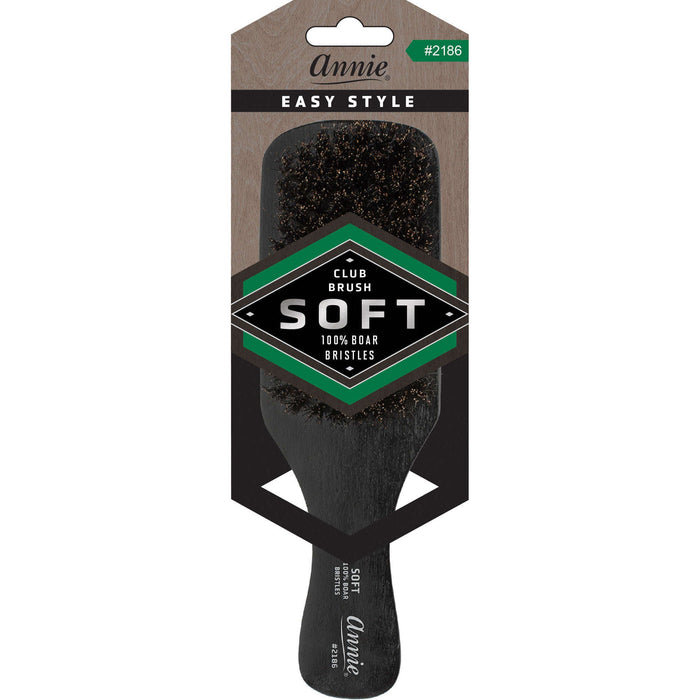 Annie Easy Style Soft Club Brush, 100% Boar Bristle, Black