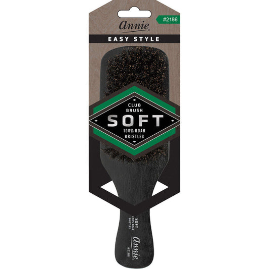 Annie Easy Style Soft Club Brush, 100% Boar Bristle, Black