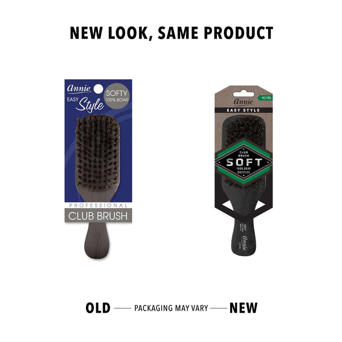 Annie Easy Style Soft Club Brush, 100% Boar Bristle, Black
