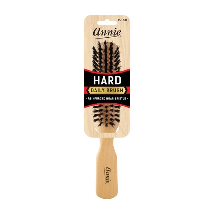 Annie Hard 5 Row Boar & Nylon Bristle Wooden Daily Brush, 1 Count, Light Brown