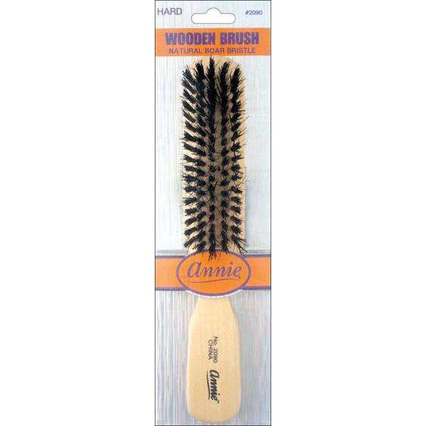 Annie Hard 5 Row Boar & Nylon Bristle Wooden Daily Brush, 1 Count, Light Brown