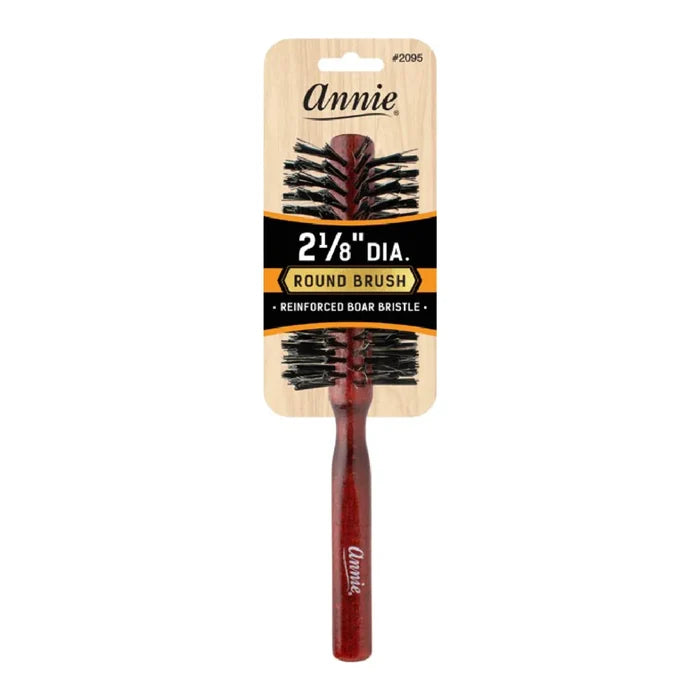 Annie Hard Boar & Nylon Bristle Round Brush 2 1/8 Inch, 1 Count, Dark Brown
