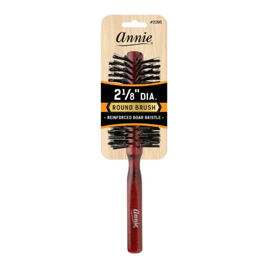 Annie Hard Boar & Nylon Bristle Round Brush 2 1/8 Inch, 1 Count, Dark Brown