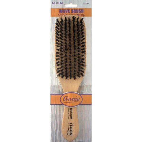 Annie Medium Wooden Wave Brush, Boar & Nylon Bristle, Light Brown