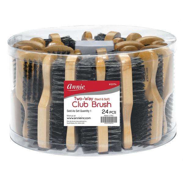 Annie Mini Two-Way Boar & Nylon Bristle Club Brush, 24 Count Display, Light Brown