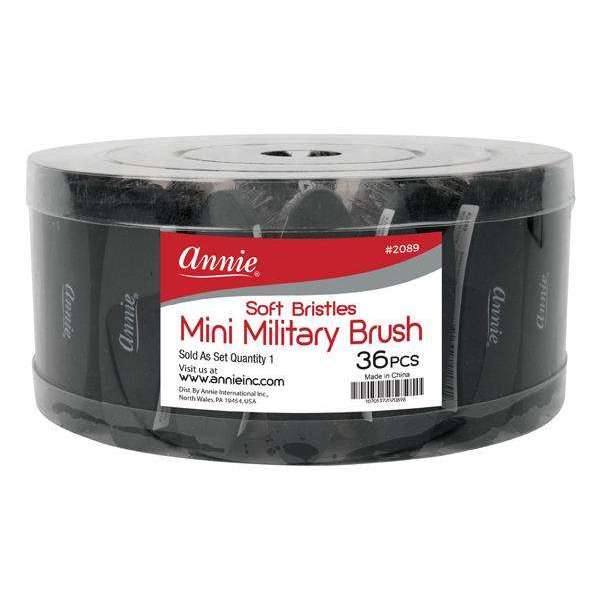 Annie Soft Mini Military Brush, 36 Count Display, Black