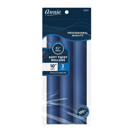 Annie Soft Twist Hair Rollers 1 1/4 Inch, 3 Count, Blue