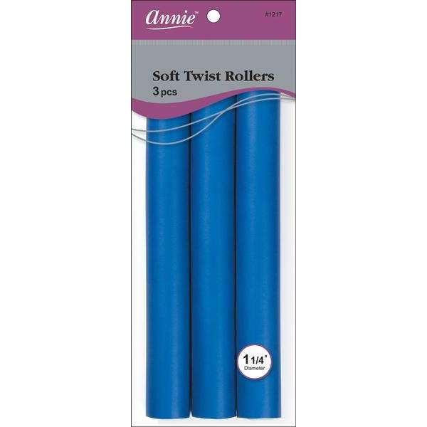 Annie Soft Twist Hair Rollers 1 1/4 Inch, 3 Count, Blue